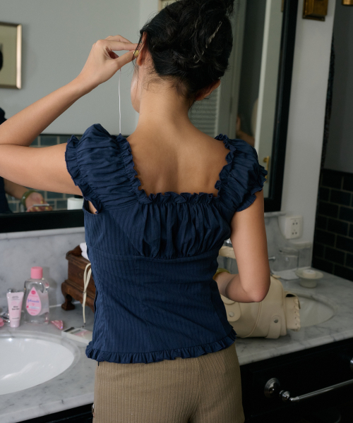 LOTSYOU（ロッツユー）の「LOTSYOU_Ella Blouse NAVY（シャツ/ブラウス・レディース・その他・MEDIUM/SMALL）」の4枚目の写真