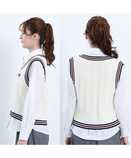 MARY QUANT(マリークワント)の「FILA × MARY QUANT ラインニット ベスト(ベスト・レディース・ネイビー/アイボリー・M)」の4枚目の写真