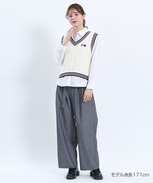 MARY QUANT(マリークワント)の「FILA × MARY QUANT ラインニット ベスト(ベスト・レディース・ネイビー/アイボリー・M)」の7枚目の写真
