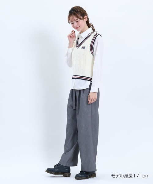 MARY QUANT(マリークワント)の「FILA × MARY QUANT ラインニット ベスト(ベスト・レディース・ネイビー/アイボリー・M)」の8枚目の写真