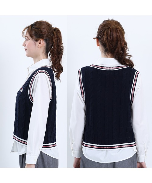 MARY QUANT(マリークワント)の「FILA × MARY QUANT ラインニット ベスト(ベスト・レディース・ネイビー/アイボリー・M)」の10枚目の写真