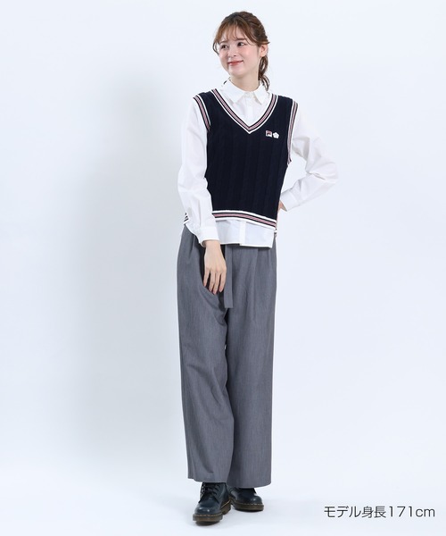 MARY QUANT(マリークワント)の「FILA × MARY QUANT ラインニット ベスト(ベスト・レディース・ネイビー/アイボリー・M)」の13枚目の写真
