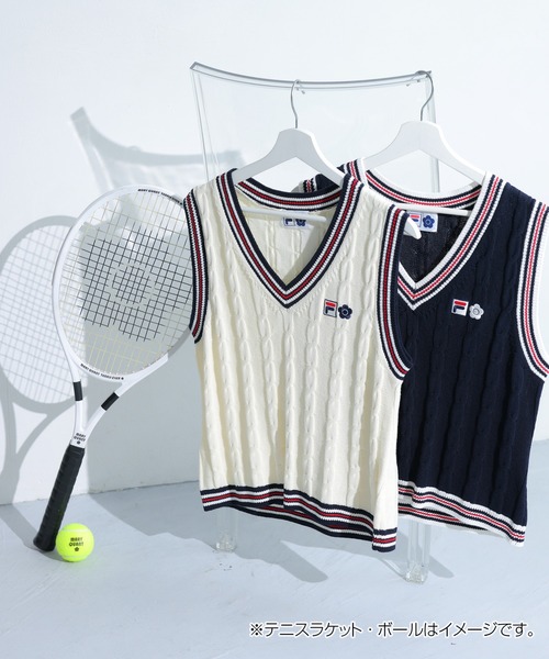 MARY QUANT(マリークワント)の「FILA × MARY QUANT ラインニット ベスト(ベスト・レディース・ネイビー/アイボリー・M)」の15枚目の写真