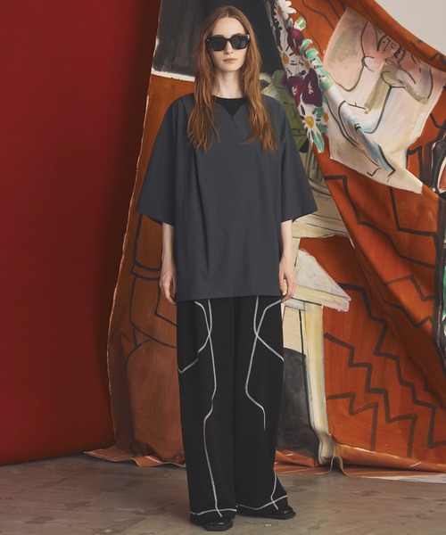 MAISON SPECIAL(メゾンスペシャル)の「《UNISEX》Stitching Prime-Wide Track Pants/ステッチワークプライムワイドスポーティーパンツ【MAISON SPECIAL/メゾンスペシャル】(その他パンツ・メンズ・ブラック/チャコールグレー/ライトグリーン・0/1/2)」の10枚目の写真