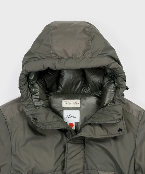 NANGA(ナンガ)の「NANGA×DUFFER CODURA / AURORA-TEX HOODED DOWN JACKET:ナンガ別注 オーロラテックス / コーデュラ ダウンジャケット / 760FP / スペイン産ダックダウン / 日本製 / MADE IN JAPAN / ハイスペック / フーデッド(ダウンジャケット/コート・メンズ・オレンジ/ブラック/カーキ・SMALL/X-LARGE/LARGE/MEDIUM)」の13枚目の写真