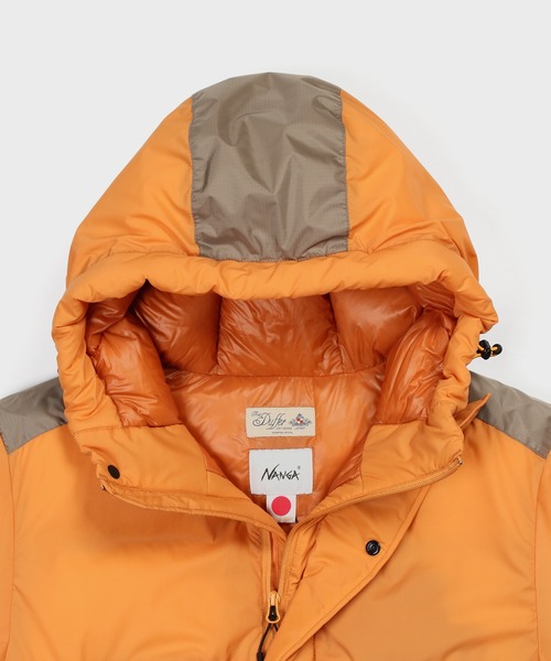 NANGA(ナンガ)の「NANGA×DUFFER CODURA / AURORA-TEX HOODED DOWN JACKET:ナンガ別注 オーロラテックス / コーデュラ ダウンジャケット / 760FP / スペイン産ダックダウン / 日本製 / MADE IN JAPAN / ハイスペック / フーデッド(ダウンジャケット/コート・メンズ・オレンジ/ブラック/カーキ・SMALL/X-LARGE/LARGE/MEDIUM)」の14枚目の写真