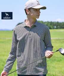 adabat（アダバット）の「【ADABAT NAVY】トゥースチェックジャカード長袖ポロシャツ（ポロシャツ）」