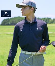 adabat（アダバット）の「【ADABAT NAVY】トゥースチェックジャカード長袖ポロシャツ（ポロシャツ）」