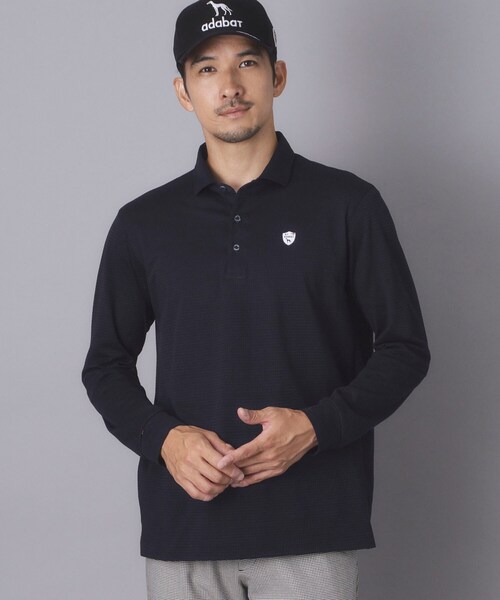 adabat(アダバット)の「【ADABAT NAVY】トゥースチェックジャカード長袖ポロシャツ(ポロシャツ・メンズ・ブルー系その他5/ホワイト系4・46/48/50/52)」の18枚目の写真