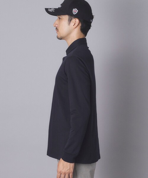 adabat(アダバット)の「【ADABAT NAVY】トゥースチェックジャカード長袖ポロシャツ(ポロシャツ・メンズ・ブルー系その他5/ホワイト系4・46/48/50/52)」の6枚目の写真