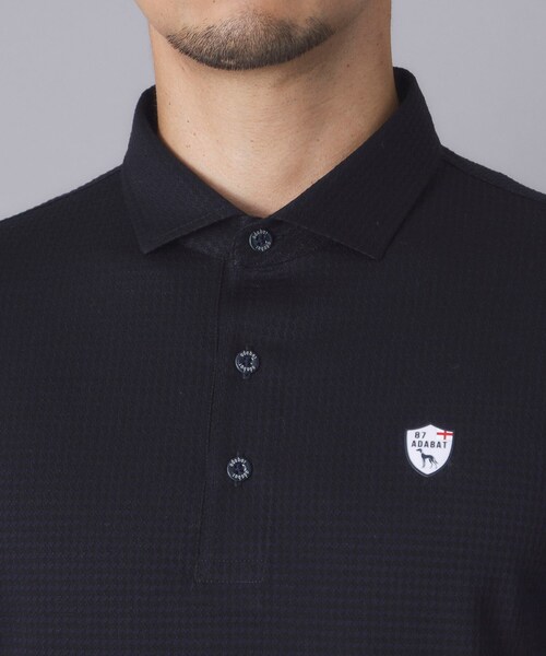 adabat(アダバット)の「【ADABAT NAVY】トゥースチェックジャカード長袖ポロシャツ(ポロシャツ・メンズ・ブルー系その他5/ホワイト系4・46/48/50/52)」の8枚目の写真