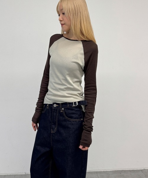 CANAL JEAN（キャナルジーン）の「El mar　配色ラグランシアーロンT（Tシャツ/カットソー・レディース・ブラウン/パープル・ONE SIZE）」の15枚目の写真