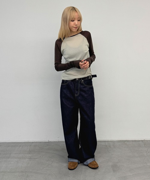 CANAL JEAN（キャナルジーン）の「El mar　配色ラグランシアーロンT（Tシャツ/カットソー・レディース・ブラウン/パープル・ONE SIZE）」の17枚目の写真