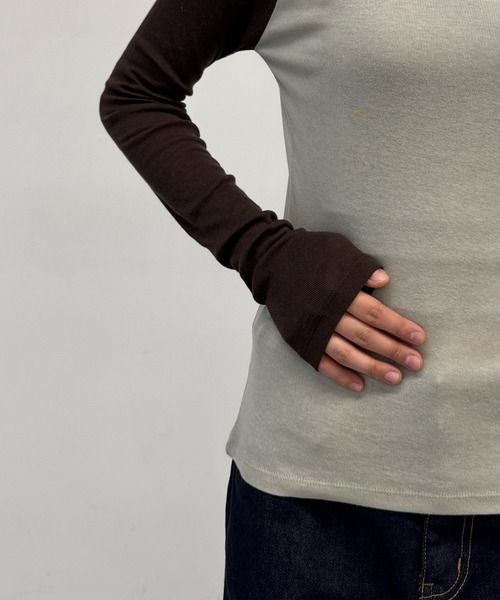CANAL JEAN（キャナルジーン）の「El mar　配色ラグランシアーロンT（Tシャツ/カットソー・レディース・ブラウン/パープル・ONE SIZE）」の7枚目の写真
