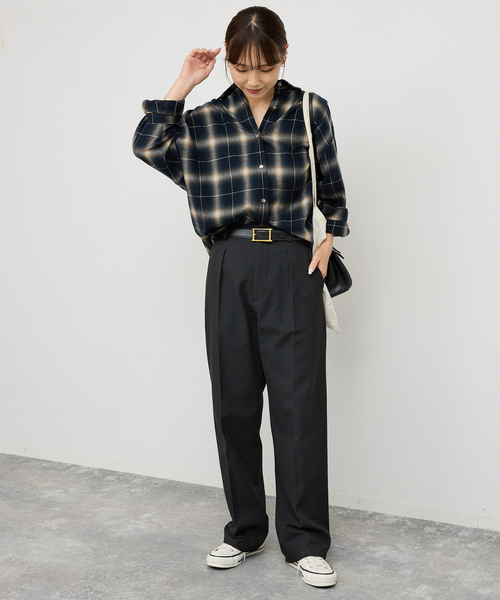 Spick & Span(スピックアンドスパン)の「《手洗い可 / 追加》起毛タックテーパードパンツ(スラックス・レディース・ブラック/その他1/ホワイト系その他/その他9・40/38/36/34)」の6枚目の写真