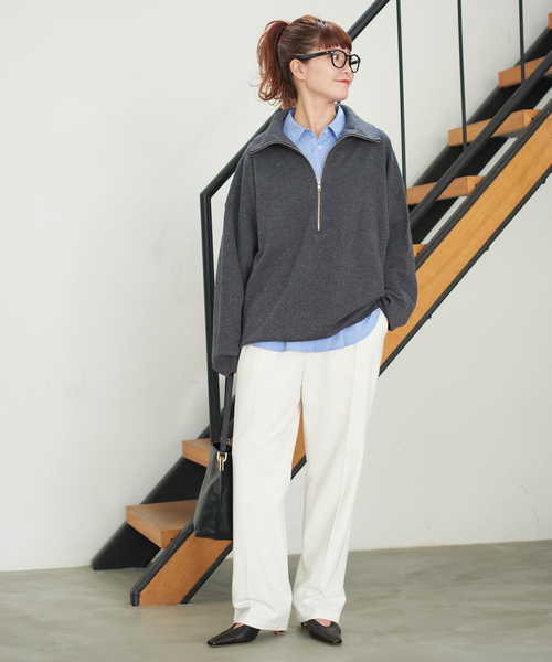 Spick & Span(スピックアンドスパン)の「《手洗い可 / 追加》起毛タックテーパードパンツ(スラックス・レディース・ブラック/その他1/ホワイト系その他/その他9・40/38/36/34)」の9枚目の写真