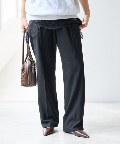 Spick & Span(スピックアンドスパン)の「《手洗い可 / 追加》起毛タックテーパードパンツ(スラックス・レディース・ブラック/その他1/ホワイト系その他/その他9・40/38/36/34)」の13枚目の写真