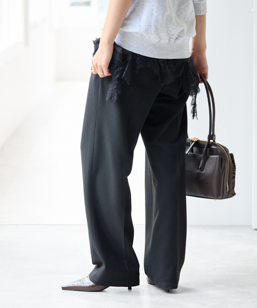 Spick & Span(スピックアンドスパン)の「《手洗い可 / 追加》起毛タックテーパードパンツ(スラックス・レディース・ブラック/その他1/ホワイト系その他/その他9・40/38/36/34)」の14枚目の写真