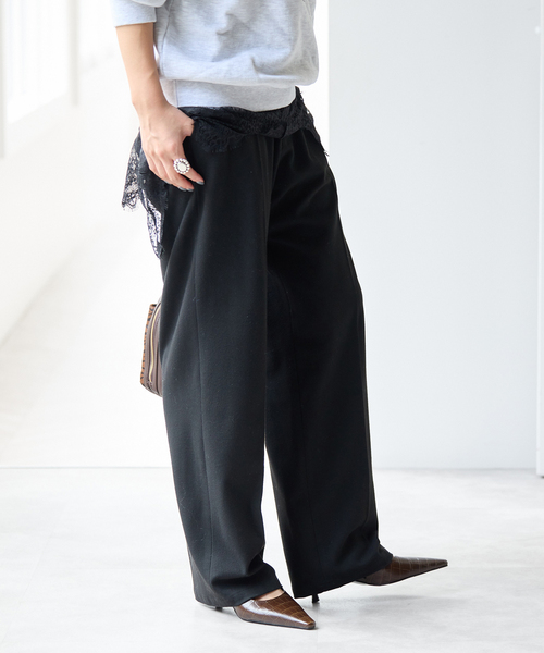Spick & Span(スピックアンドスパン)の「《手洗い可 / 追加》起毛タックテーパードパンツ(スラックス・レディース・ブラック/その他1/ホワイト系その他/その他9・40/38/36/34)」の15枚目の写真