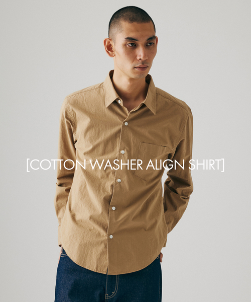 JOURNAL STANDARD(ジャーナルスタンダード)の「コットン ワッシャー アライン シャツ(シャツ/ブラウス・メンズ・ホワイト/チャコールグレー/キャメル・MEDIUM/LARGE)」の1枚目の写真