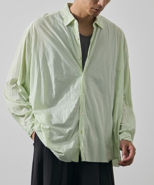 KANEMASA PHIL.(カネマサフィル)の「【KANEMASA PHIL./カネマサフィル】46G Stripe Artisan Shirt(シャツ/ブラウス・メンズ・イエロー/ホワイト・L/M)」の2枚目の写真