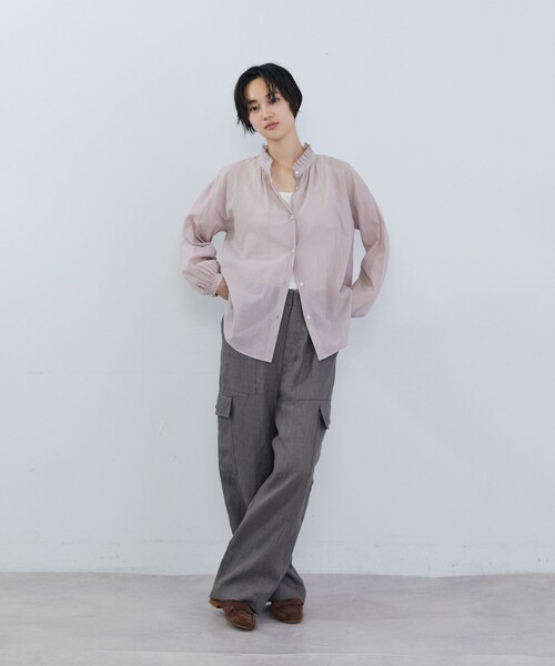 ADIEU TRISTESSE(アデュートリステス)の「コットンタックフリルカラーブラウス(シャツ/ブラウス・レディース・ブルーグレー/オフホワイト/ピンク・38)」の8枚目の写真