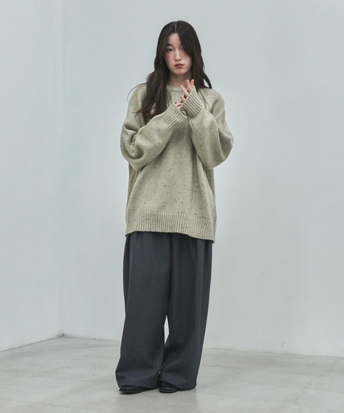 feepur(フェピュール)の「【ハンドウォッシャブル】カラーネップオーバーニット(ニット/セーター・レディース・チャコールグレー/アイボリー・MEDIUM)」の13枚目の写真