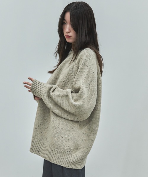 feepur(フェピュール)の「【ハンドウォッシャブル】カラーネップオーバーニット(ニット/セーター・レディース・チャコールグレー/アイボリー・MEDIUM)」の9枚目の写真