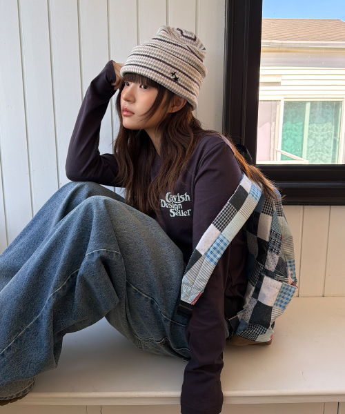 Cavish(カビシ)の「STAR SELLER ロゴ長袖Tシャツ ダークパープル (CV2GSUT579A)(Tシャツ/カットソー・レディース・ダークパープル・FREE/MEDIUM/SMALL/LARGE)」の5枚目の写真