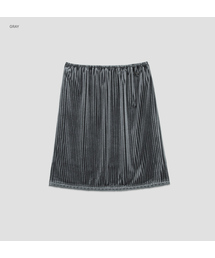 (SK-5123)VELVET LACE TAPE SET-UP BANDING MIDI SKIRT