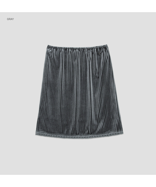 ATELIER NAIN(アトリエナイン)の「(SK-5123)VELVET LACE TAPE SET-UP BANDING MIDI SKIRT(スカート・レディース・ダークグレー・FREE)」の1枚目の写真