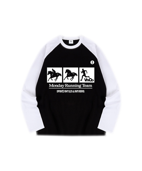 VENHIT(ベンヒット)の「MRH ラグラン ロングスリーブ(Tシャツ/カットソー・レディース・ブラウン/グレー/ブラック×ホワイト・MEDIUM/LARGE/X-LARGE)」の1枚目の写真