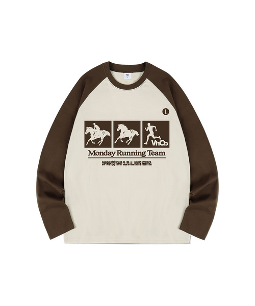 VENHIT(ベンヒット)の「MRH ラグラン ロングスリーブ(Tシャツ/カットソー・レディース・ブラウン/グレー/ブラック×ホワイト・MEDIUM/LARGE/X-LARGE)」の3枚目の写真