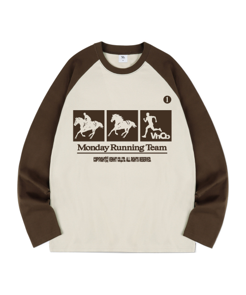 VENHIT(ベンヒット)の「MRH ラグラン ロングスリーブ(Tシャツ/カットソー・レディース・ブラウン/グレー/ブラック×ホワイト・MEDIUM/LARGE/X-LARGE)」の5枚目の写真