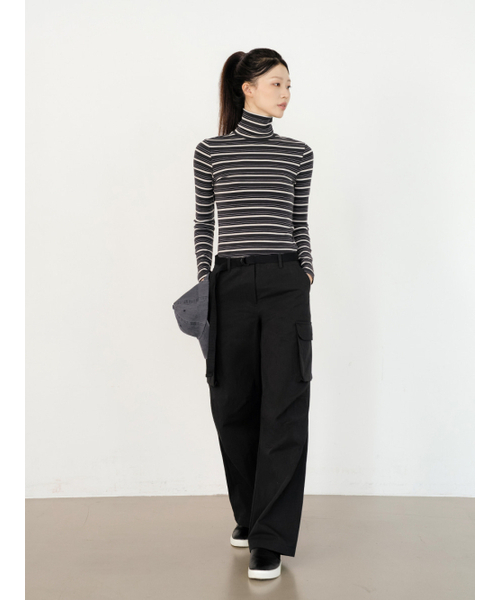 NITINA(ニティナ)の「ストライプ ベーシック Tシャツ GY/ST(Tシャツ/カットソー・レディース・グレー・SMALL/MEDIUM)」の6枚目の写真