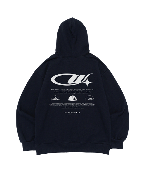 WORKS & CO.(ワークス アンド コー)の「キャンプサイトフードTシャツ(ネイビー)(パーカー・レディース・その他・SMALL/MEDIUM/LARGE/X-LARGE/S/M/L/XL)」の1枚目の写真