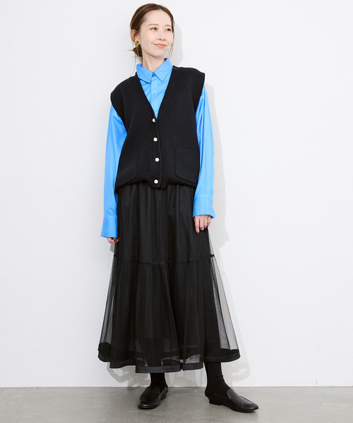 SLOBE IENA(スローブイエナ)の「《WEB限定/追加2》パールニットベスト(ベスト・レディース・チャコールグレー/ブラック・FREE)」の5枚目の写真
