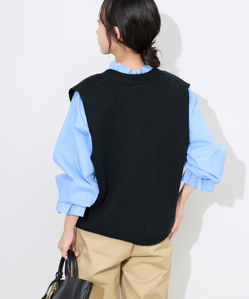 SLOBE IENA(スローブイエナ)の「《WEB限定/追加2》パールニットベスト(ベスト・レディース・チャコールグレー/ブラック・FREE)」の16枚目の写真