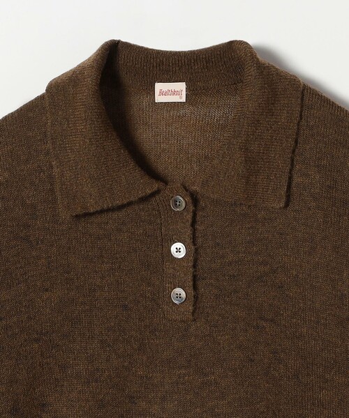 SHIPS any(シップス エニィ)の「Healthknit:〈手洗い可能〉モヘヤ ミックス ポロ ニット(ニット/セーター・レディース・ブラウン/オフホワイト/ピンク・ONE SIZE)」の9枚目の写真