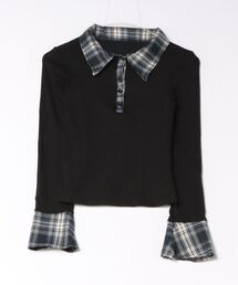 DISPARK/【26年秋冬新作】チェックヘンリーネックTOP
