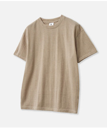 リブラウンド半袖Tシャツ_ベージュ