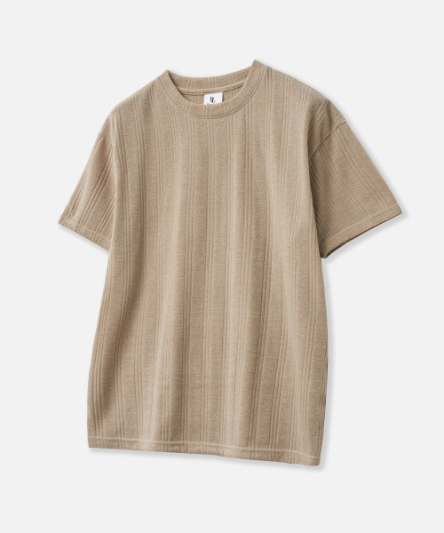 DEVELOVE(デヴローブ)の「リブラウンド半袖Tシャツ_ベージュ(Tシャツ/カットソー・メンズ・ベージュ・LARGE/X-LARGE/XX-LARGE/MEDIUM)」の6枚目の写真