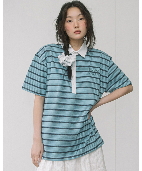 HAVISM（ヘビズム）の「OVERSIZE RUGBY S/S TEE(SKY BLUE)（ポロシャツ・レディース・その他・FREE）」の4枚目の写真