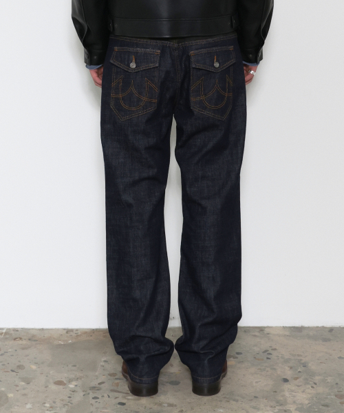 DOFFJASON(ドフジェーソン)の「シンチバッグ カモ柄パネル デニムパンツ INDIGO(デニムパンツ・レディース・その他・SMALL/MEDIUM/LARGE)」の1枚目の写真