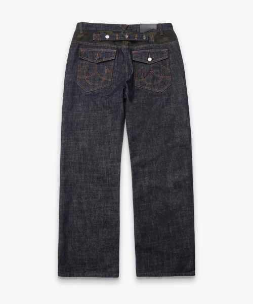 DOFFJASON(ドフジェーソン)の「シンチバッグ カモ柄パネル デニムパンツ INDIGO(デニムパンツ・レディース・その他・SMALL/MEDIUM/LARGE)」の3枚目の写真