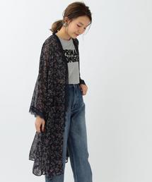 Another Edition | プリントレーストリミングガウン/ AEMFC PRT LCE TRM　HAORI(シャツ/ブラウス)