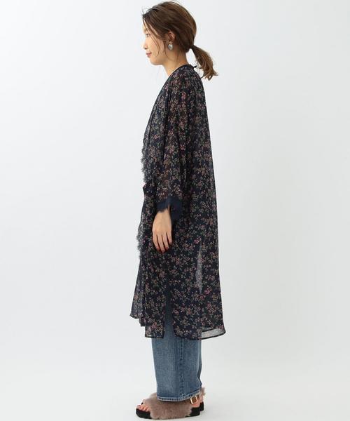 Another Edition（アナザーエディション）の「プリントレーストリミングガウン/ AEMFC PRT LCE TRM　HAORI●（シャツ/ブラウス・レディース・ネイビー・フリー）」の4枚目の写真