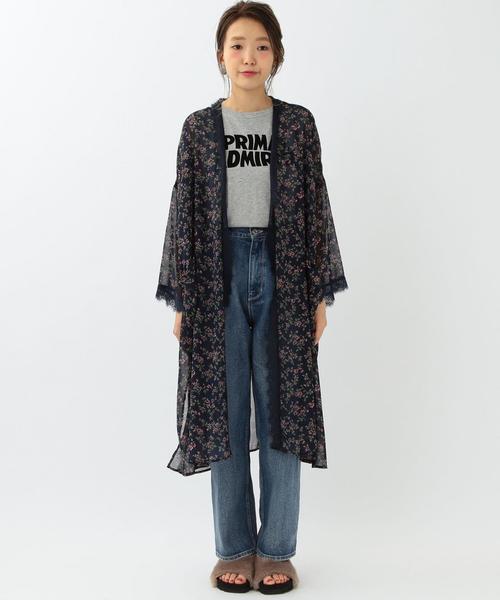 Another Edition（アナザーエディション）の「プリントレーストリミングガウン/ AEMFC PRT LCE TRM　HAORI●（シャツ/ブラウス・レディース・ネイビー・フリー）」の5枚目の写真