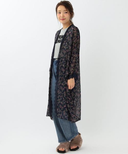 Another Edition（アナザーエディション）の「プリントレーストリミングガウン/ AEMFC PRT LCE TRM　HAORI●（シャツ/ブラウス・レディース・ネイビー・フリー）」の11枚目の写真