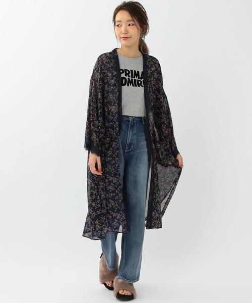 Another Edition（アナザーエディション）の「プリントレーストリミングガウン/ AEMFC PRT LCE TRM　HAORI●（シャツ/ブラウス・レディース・ネイビー・フリー）」の12枚目の写真